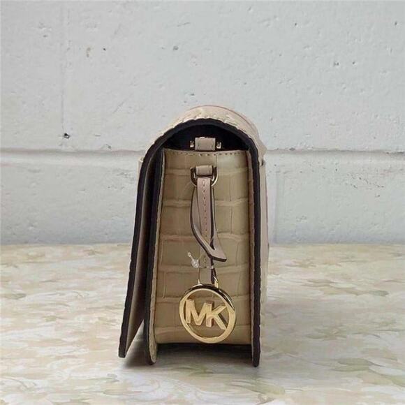 MICHAEL KORS 35T1GM9C1E MERCER SMALL CROCODILE EMBOSSED CROSSBODY IN BUFF - Picture 3 of 7